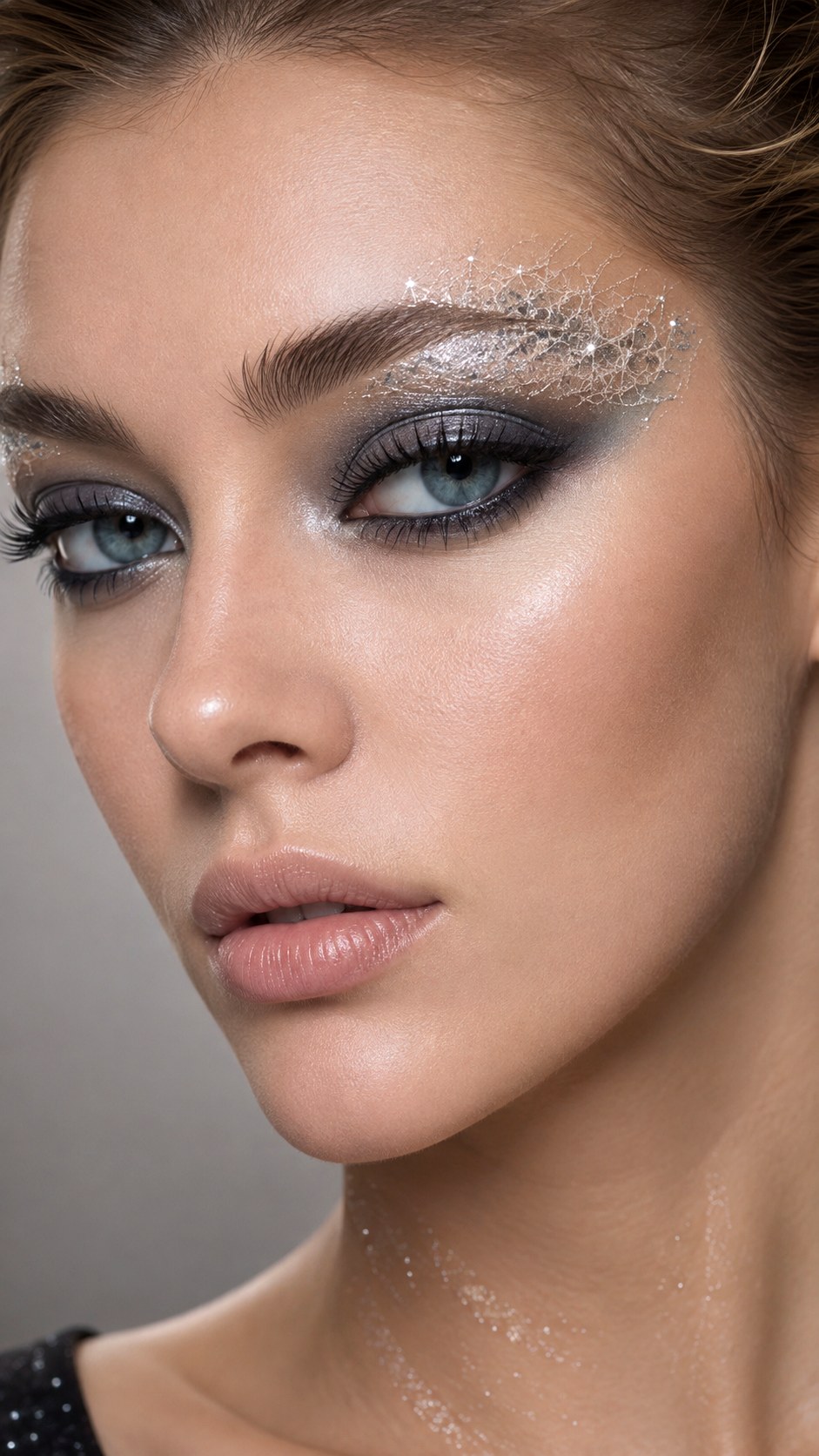 Silver Glitter Lace Brow Lift - 21 lace makeup ideas