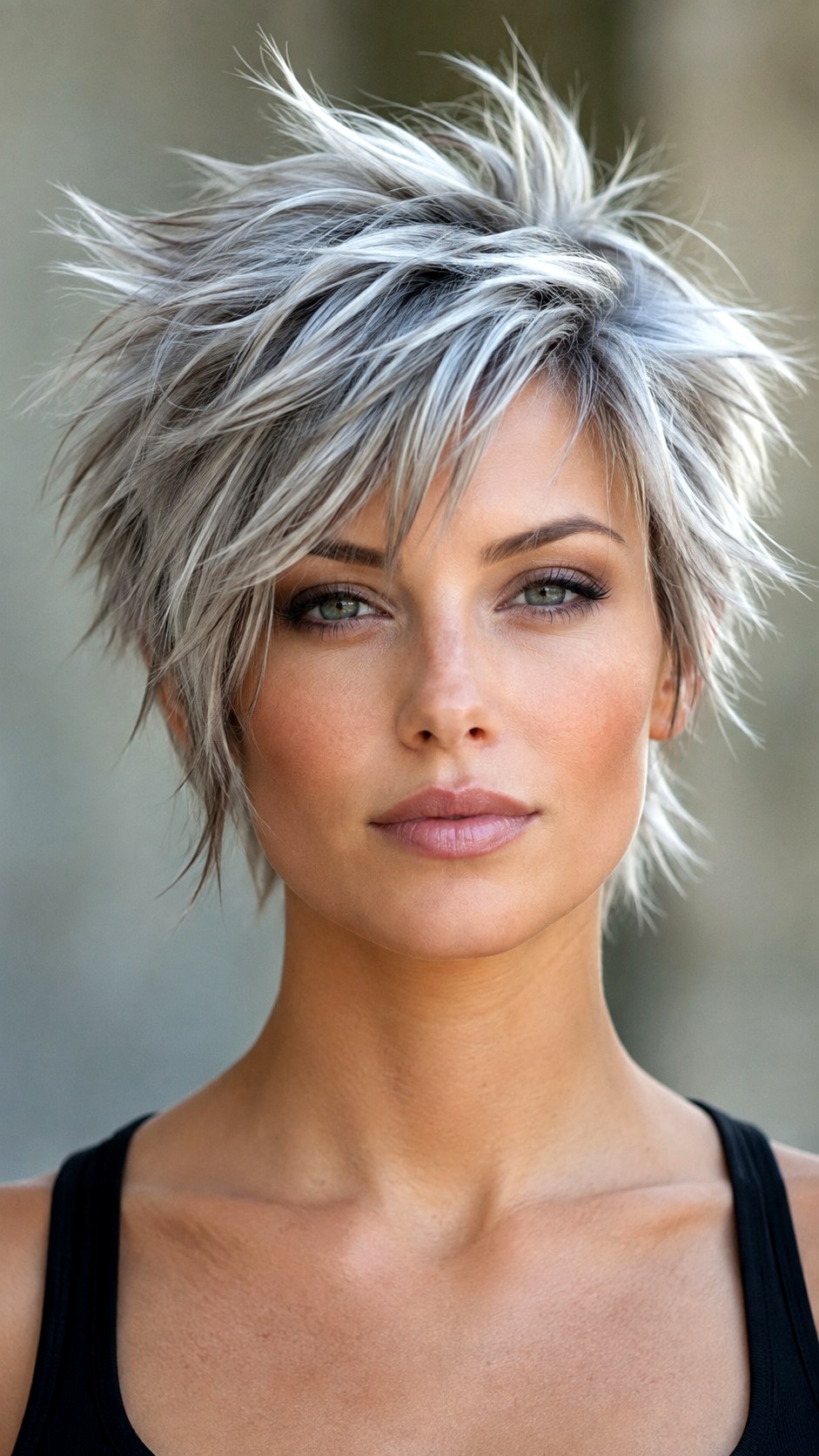 Silver Grey Tousled Spiky Layers - 24 spiky hairstyle ideas