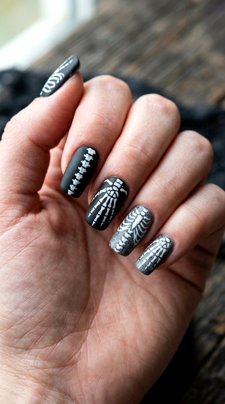 Skeleton Bone Nails - 25 spooky nail ideas