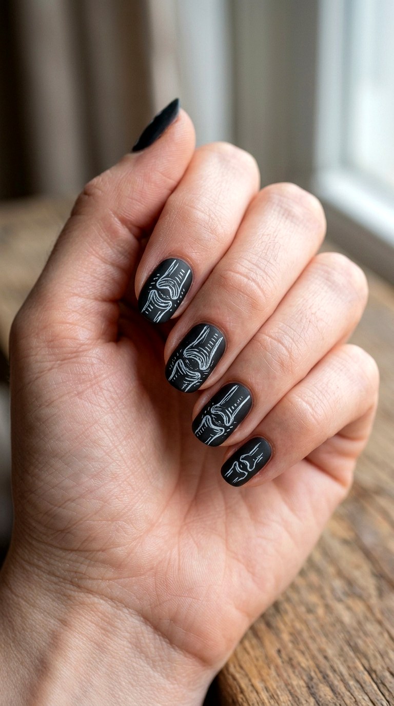 Skeleton Bone Nails - 20 easy halloween nail ideas