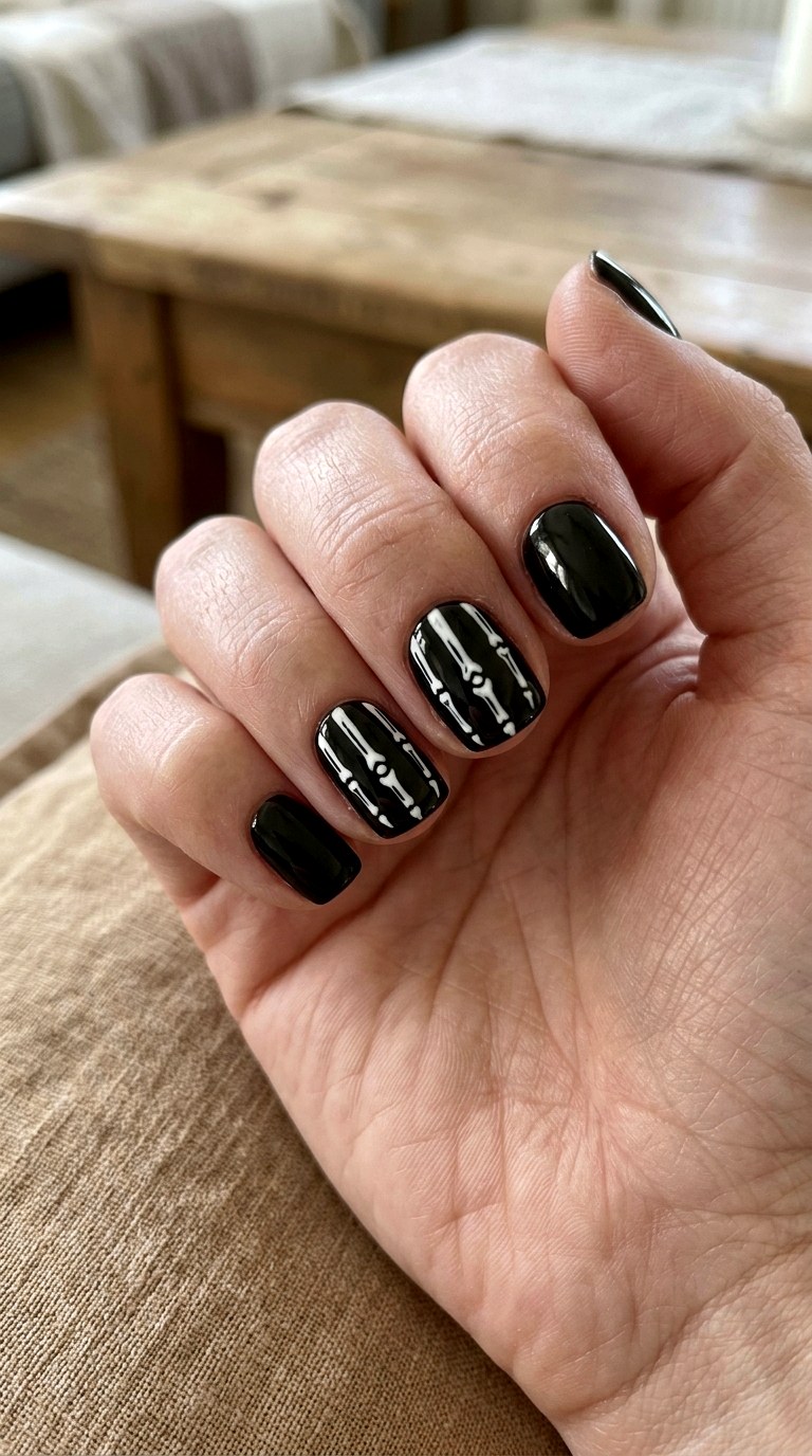 Skeleton Bone Tip Nails - 23 simple halloween nail ideas