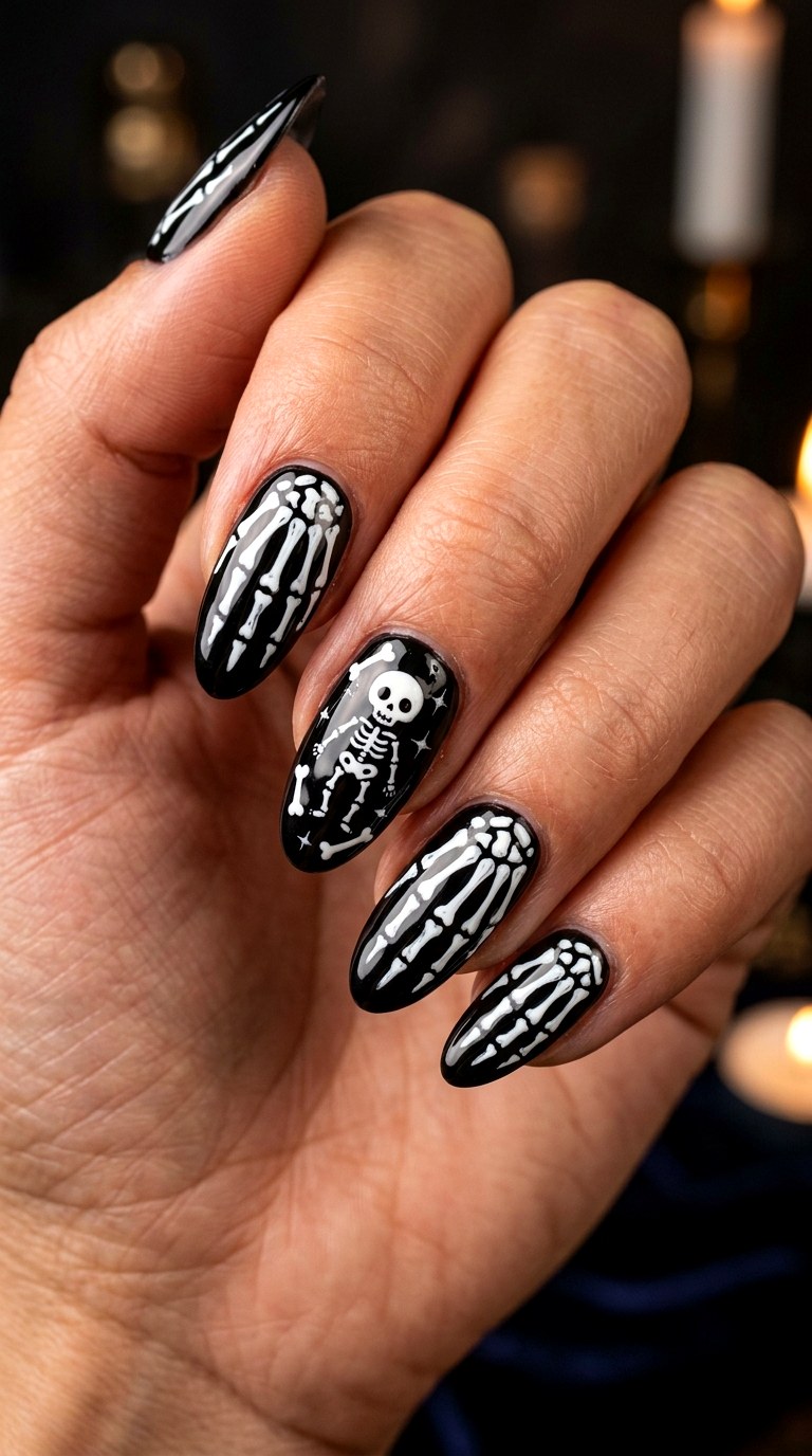 Skeleton Hand Design Nails - 21 cute halloween nail ideas