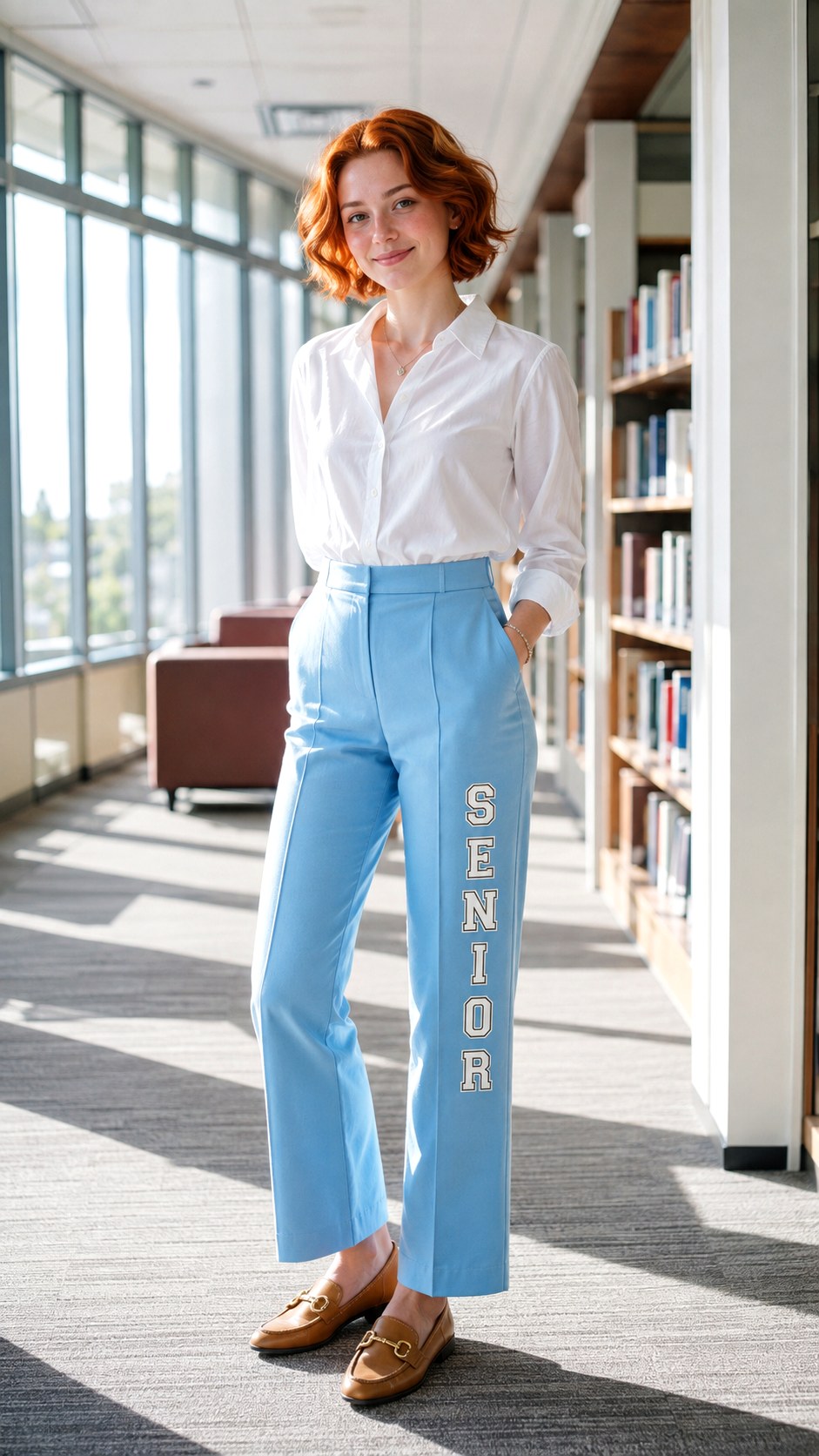 Sky Blue Tailored Senior Pants - 23 pastel color scheme senior pants ideas