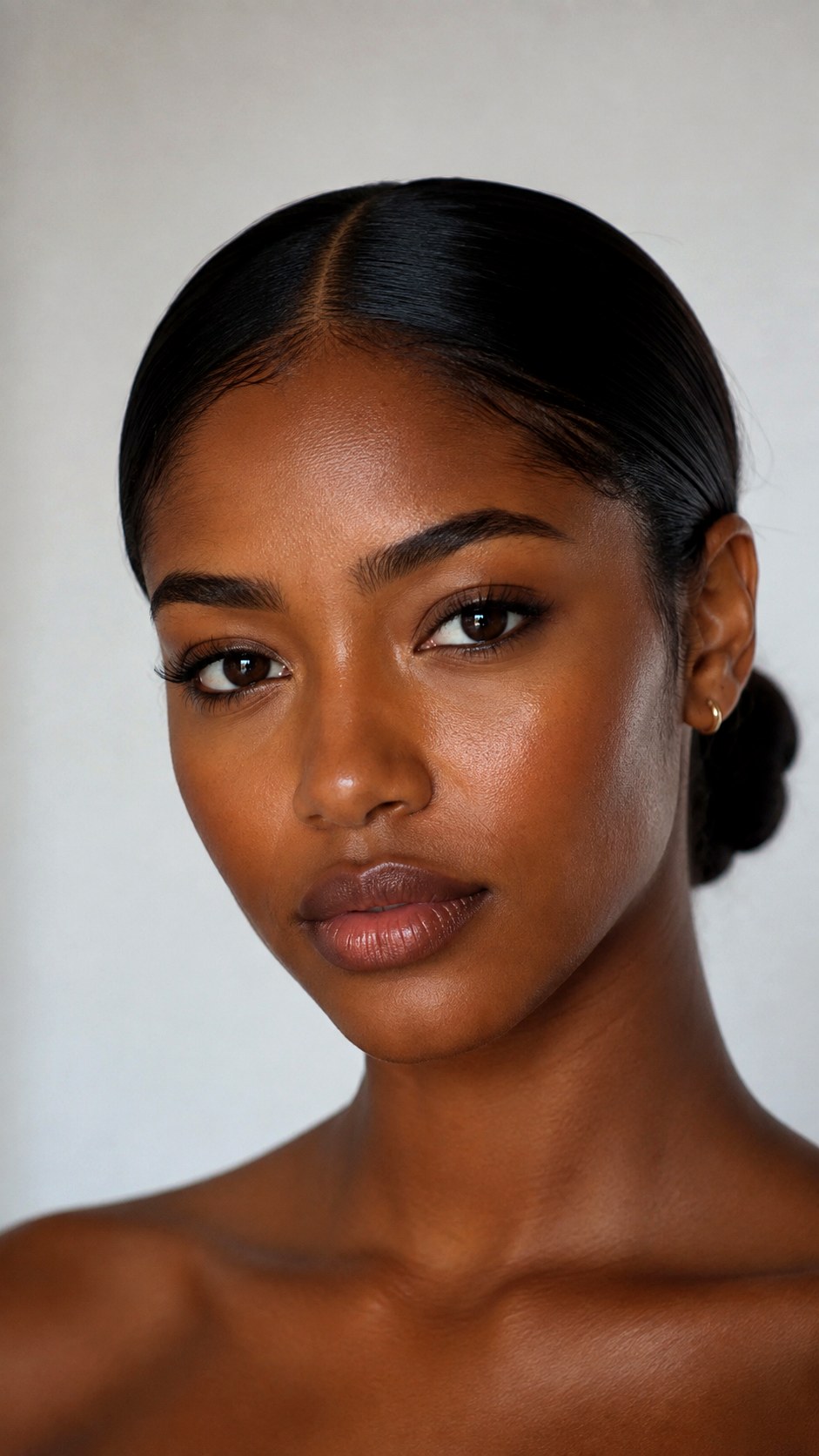 Sleek Middle Part Low Bun - 25 y2k bun hairstyle ideas