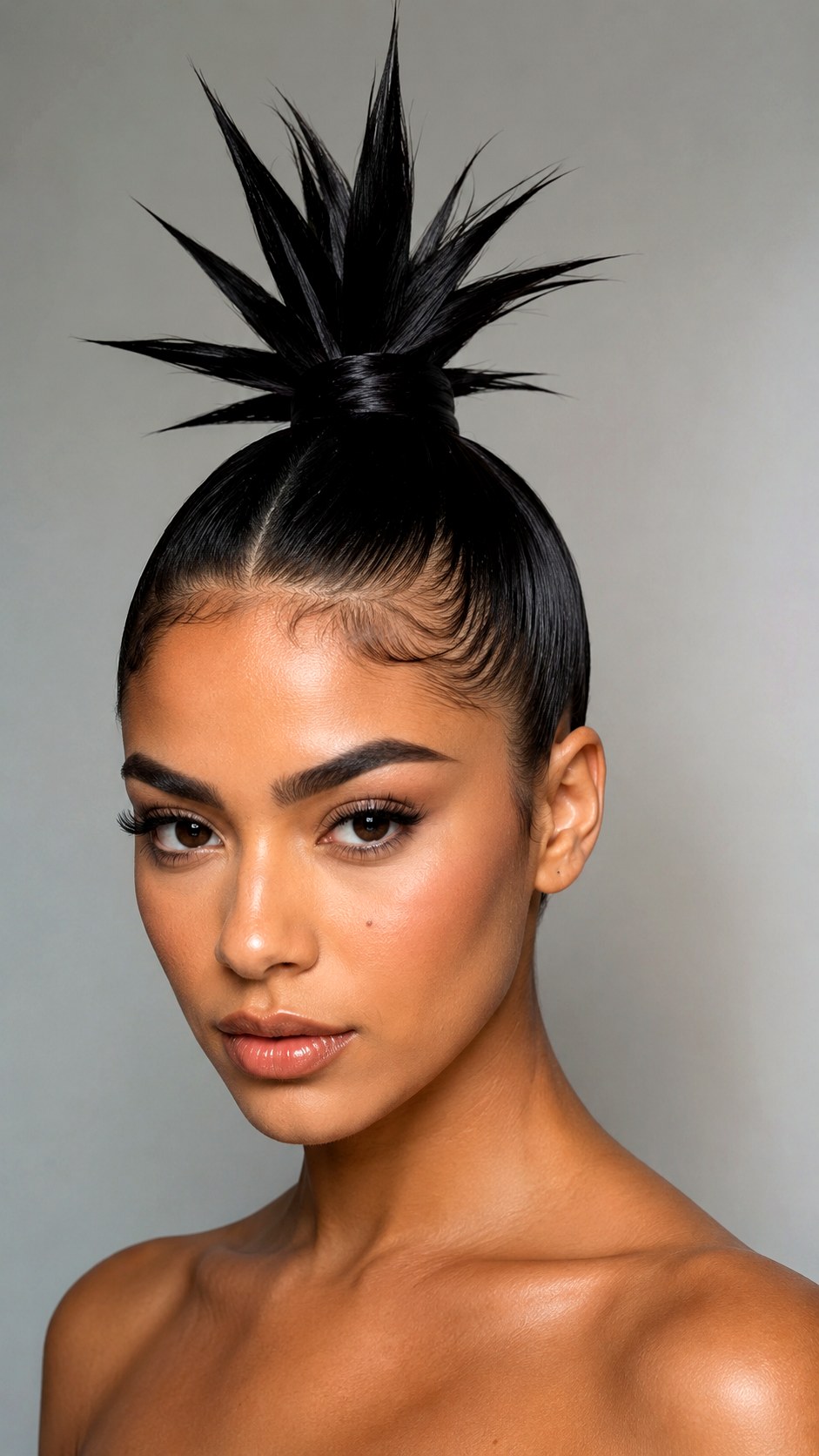 Sleek Ponytail into Spiked Bun - 20 spike bun hairstyle ideas