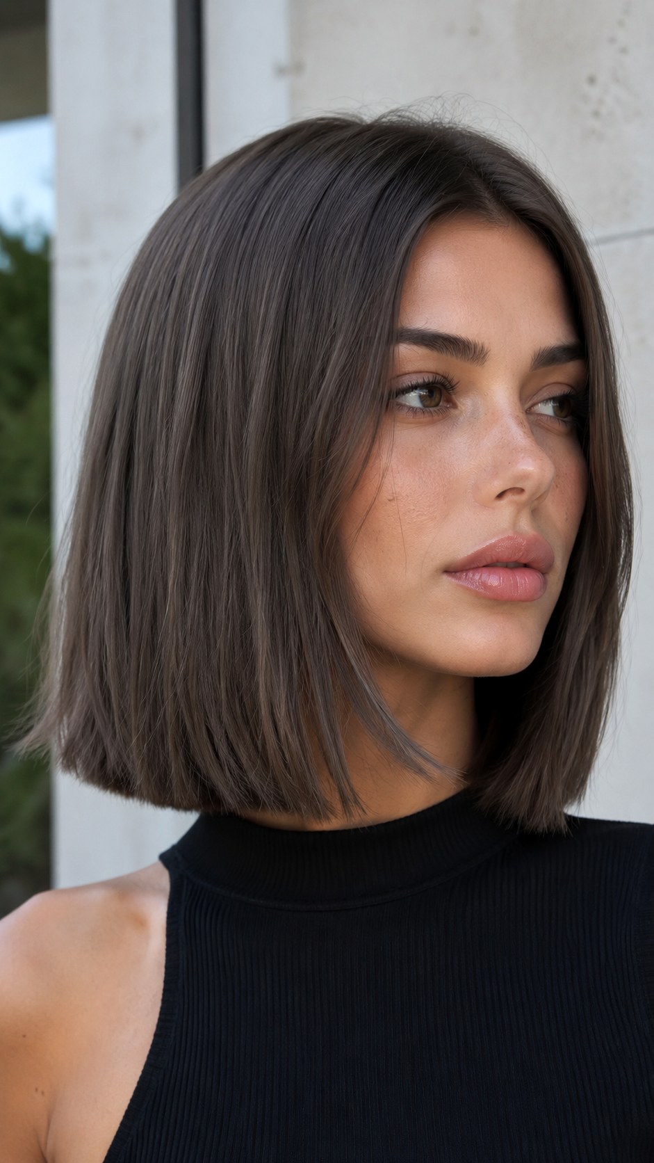 Smoky Ash Brown Modern Lob Style - 25 brown hair color ideas