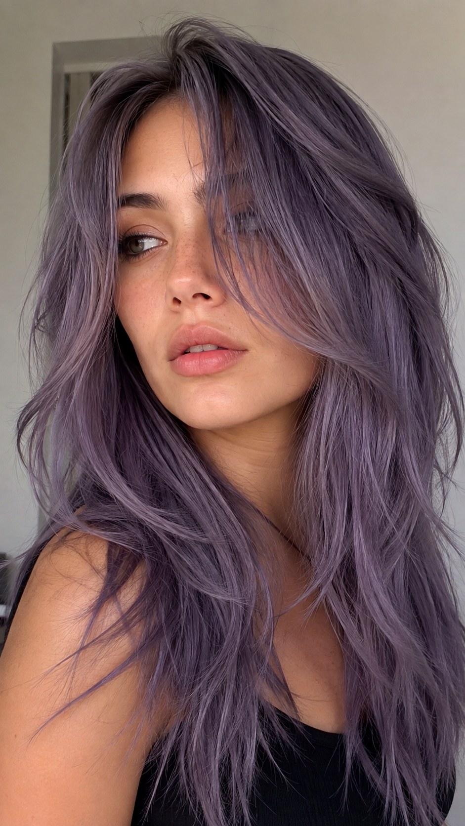 Smoky Lavender Long Layers - 24 violet hair color ideas