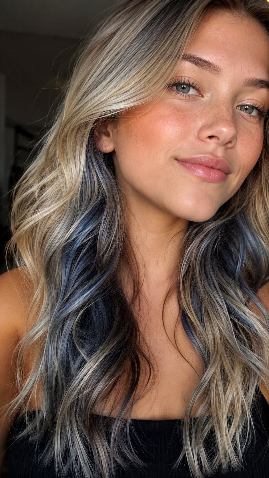 Smoky Silver Underlights highlights - 24 vivid hair color highlights ideas