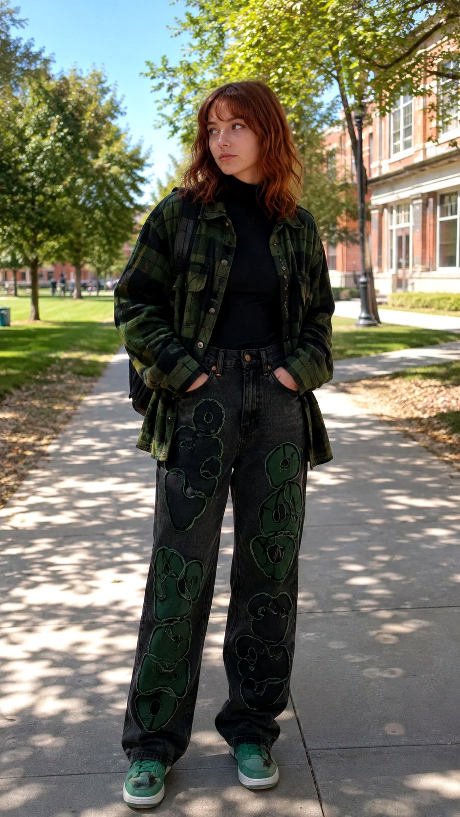 Soft Grunge Plaid Matching - 20 puffy paint bubble letter jeans ideas