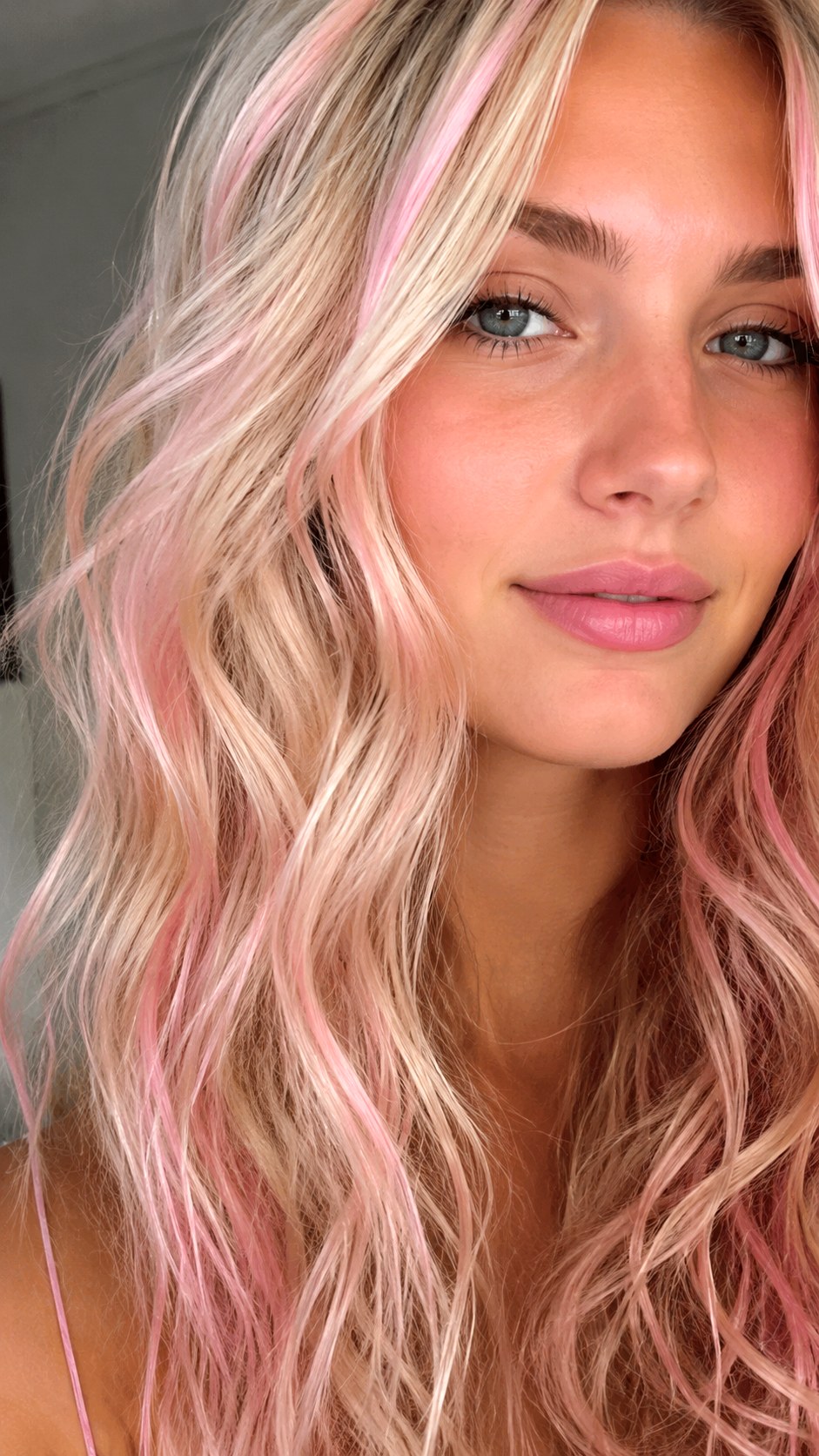 Soft Hot Pink Babylights on Blonde - 25 hot pink hair color highlights ideas