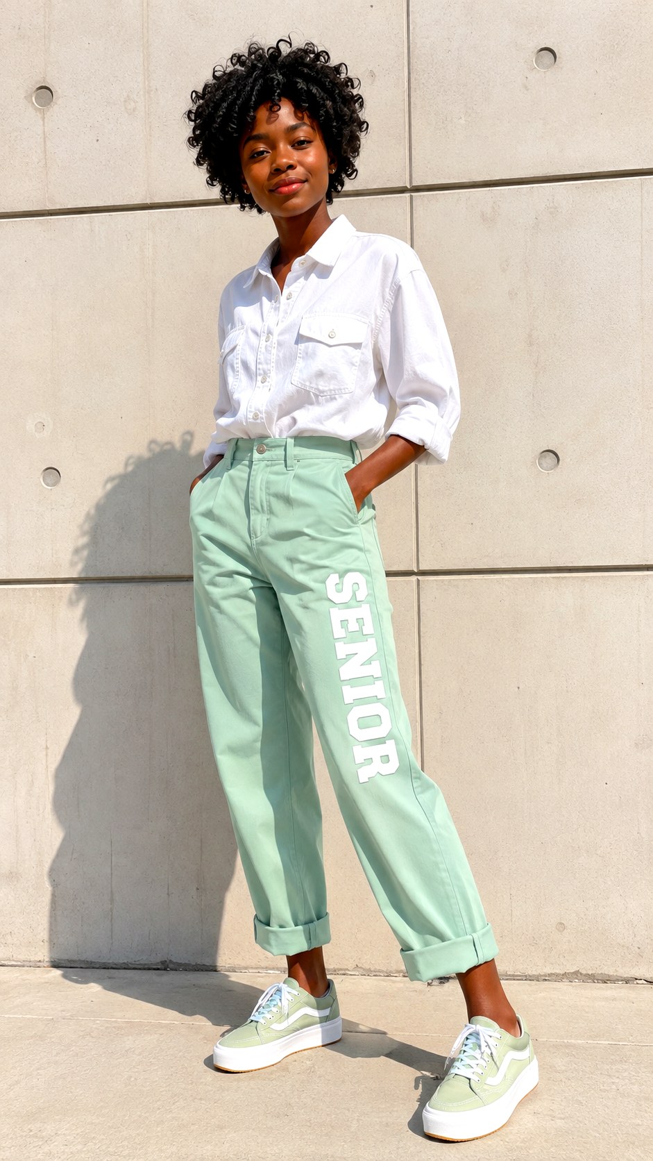 Soft Mint Cuffed Senior Pants - 23 pastel color scheme senior pants ideas