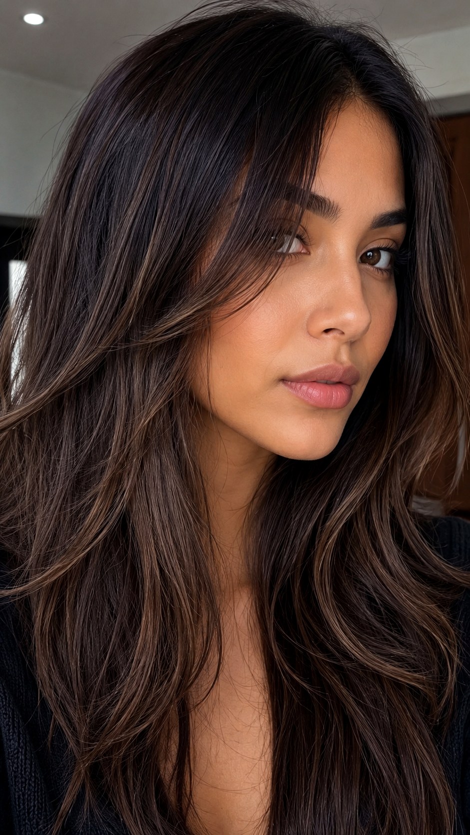 Soft Mocha Contouring - 25 long hair highlights ideas