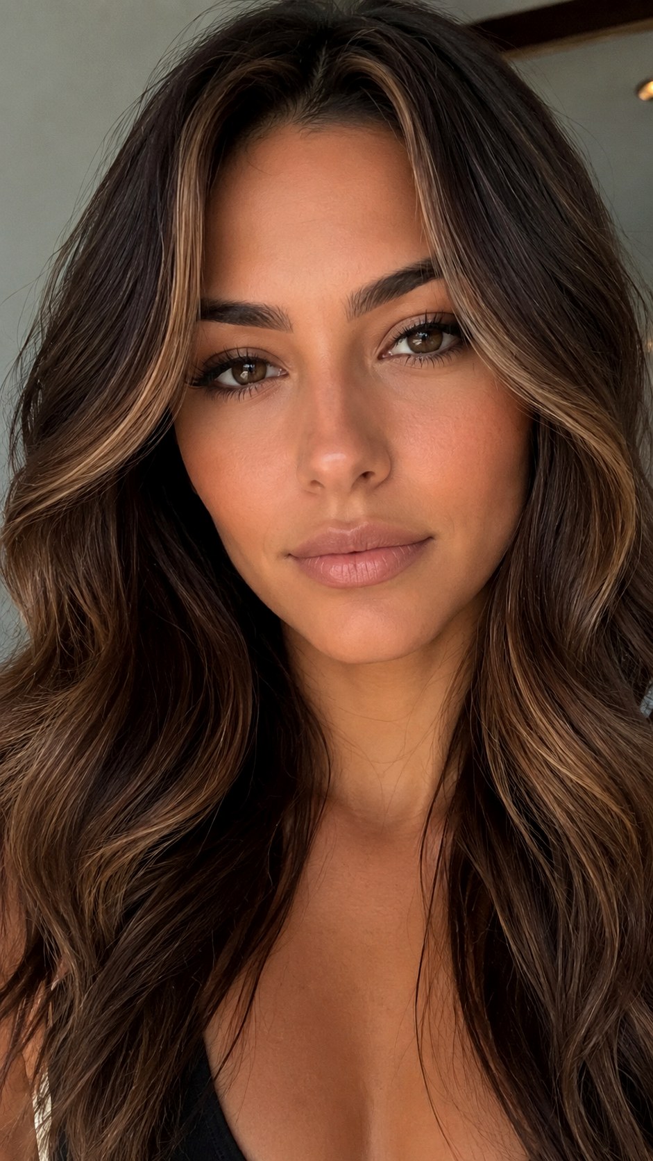 Soft Mocha Face Framing Waves - 23 wavy hair highlights ideas