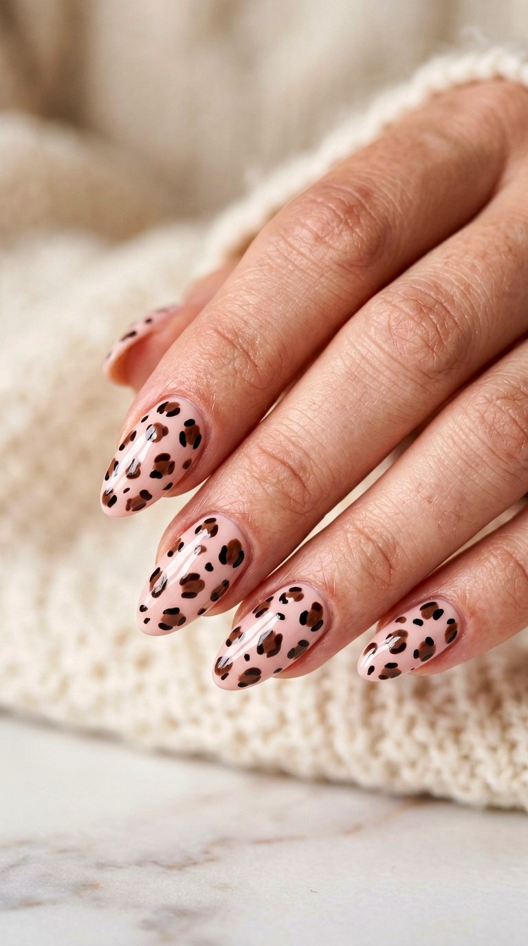 Soft Pink Cheetah Nails - 20 Modern cheetah print nail design ideas