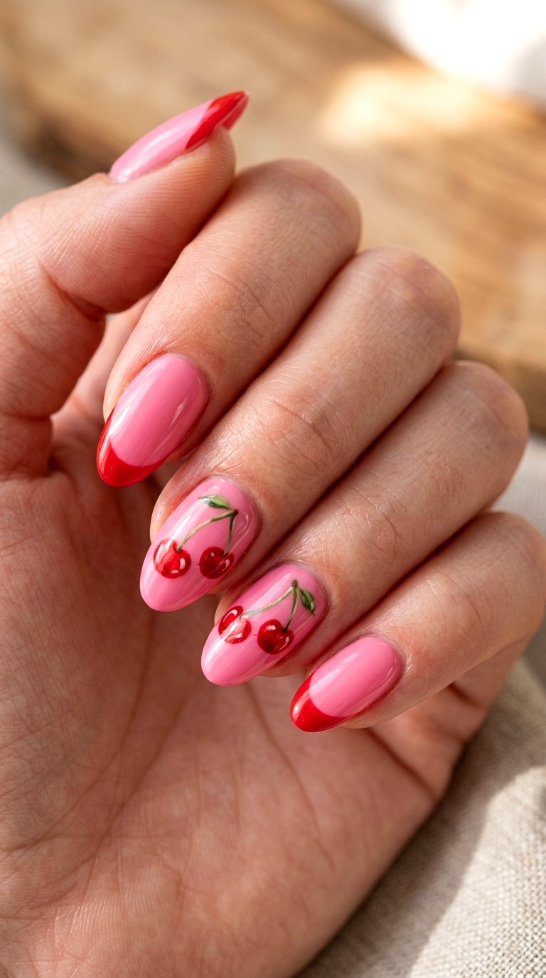 Sour Cherry Sweet Tart Nails - 22 sweet tart nail ideas