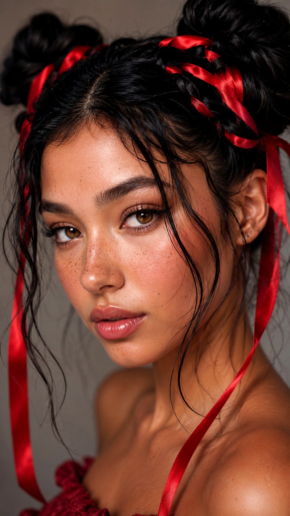 Space Buns with Silk Ribbons - 22 space bun hairstyle ideas