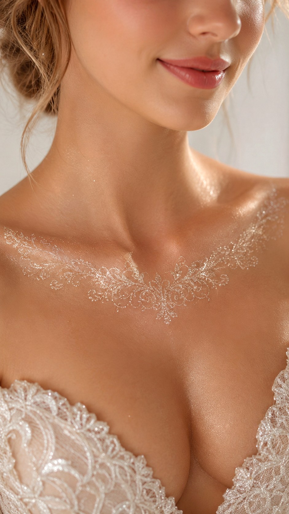 Sparkling Champagne Lace Collarbone Accent - 21 lace makeup ideas