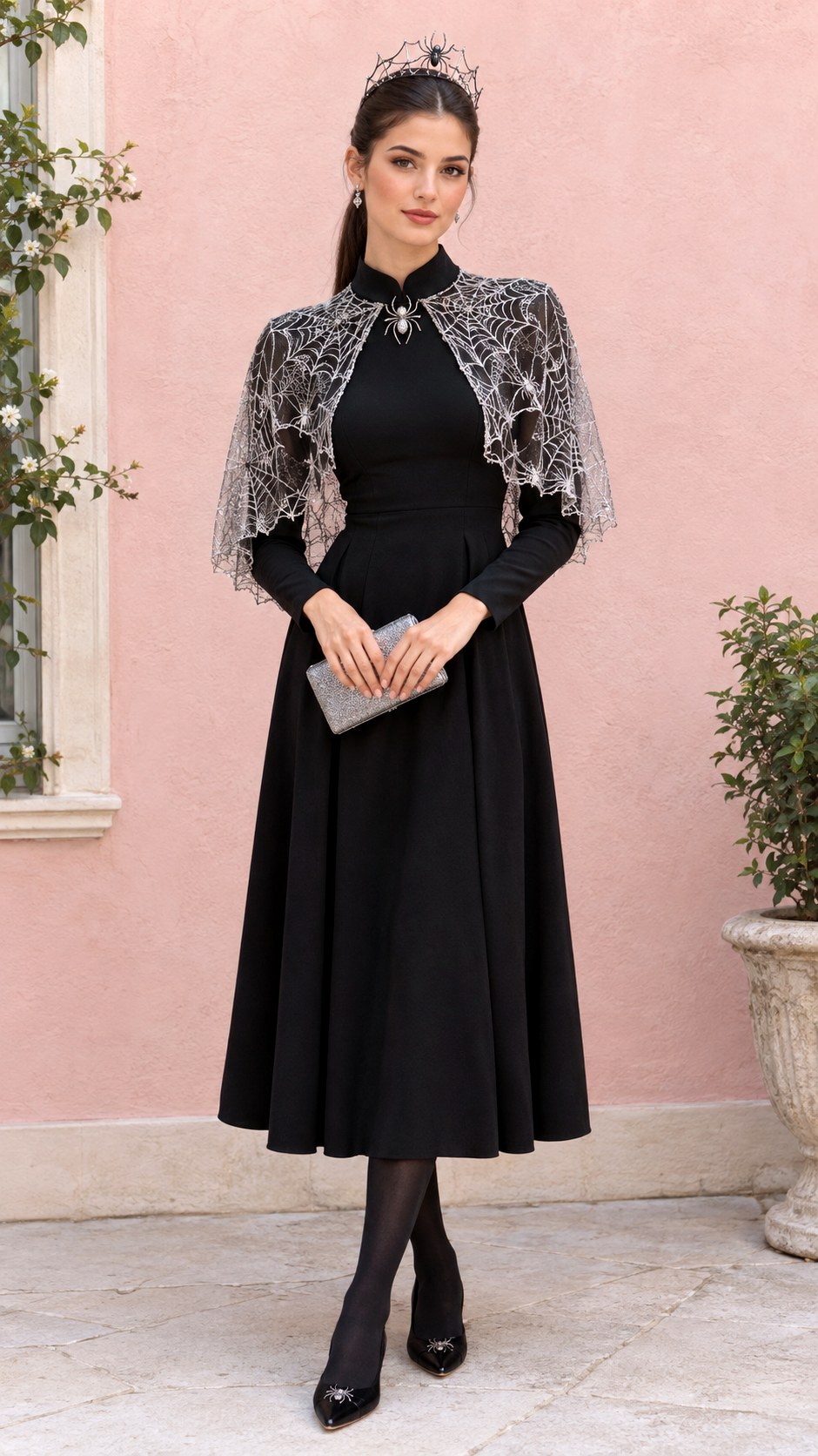 Spider Queen Black Dress Costume - 20 black dress halloween costume outfit ideas