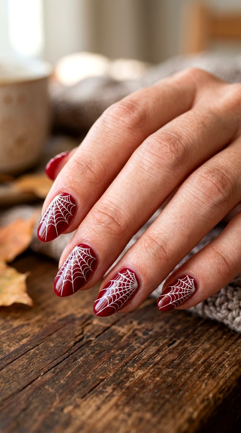 Spider Web Accent Nails - 21 cute halloween nail ideas