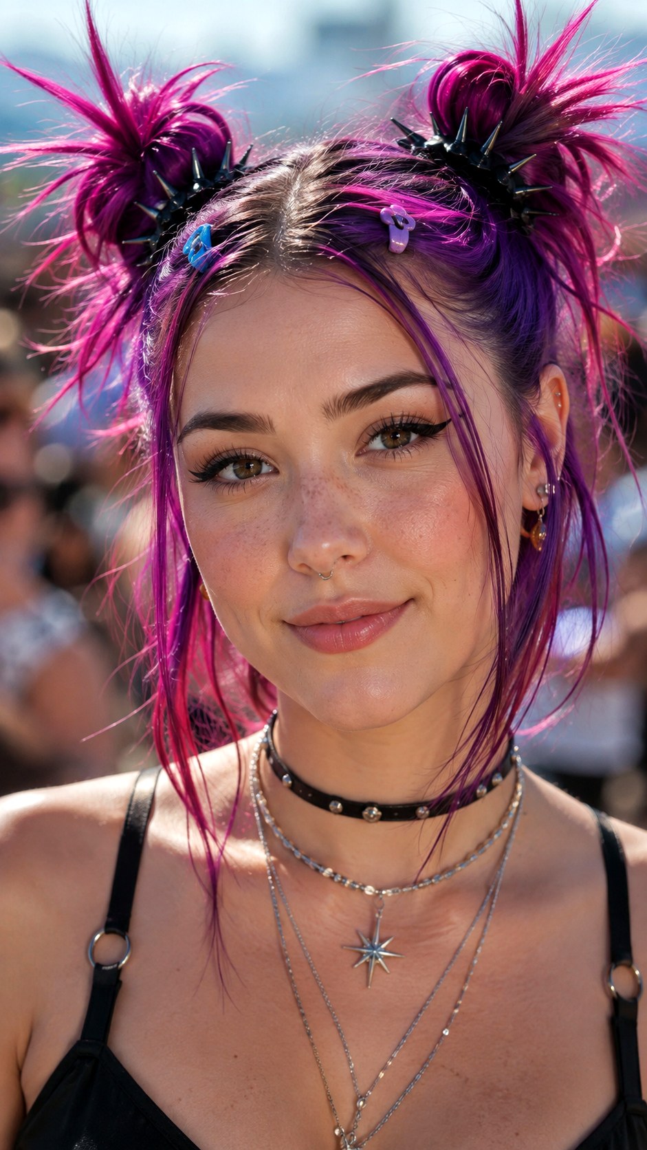 Spiky Claw Clip Space Buns - 21 spiky claw hairstyle ideas
