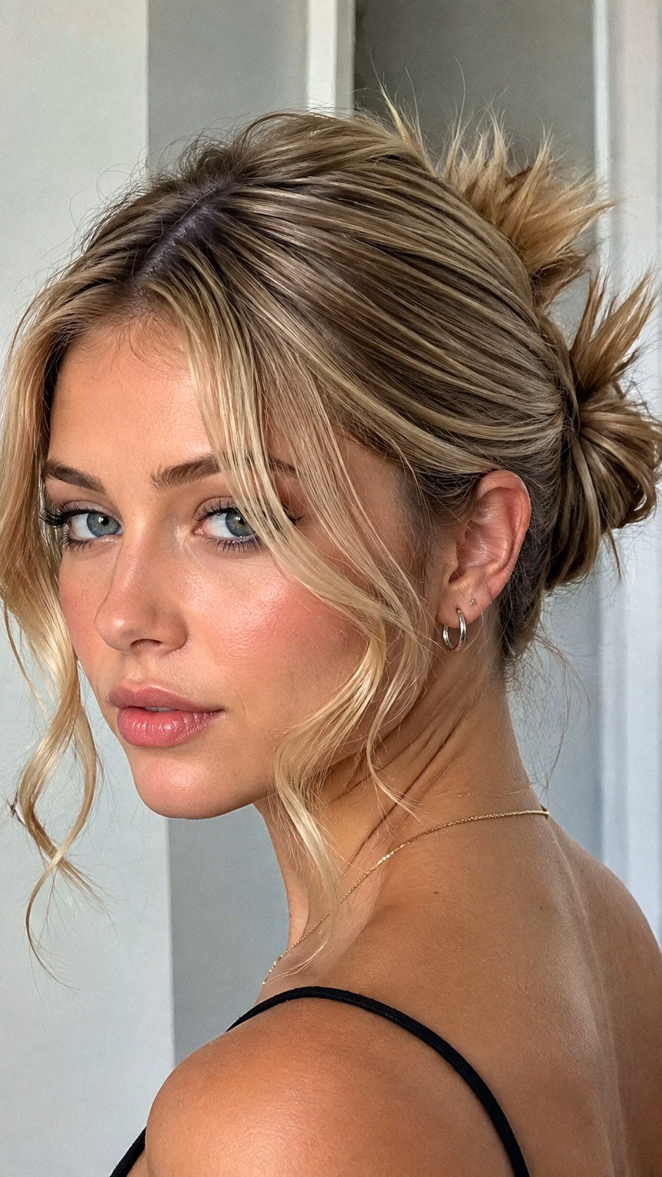 Spiky Low Bun With Choppy Layers - 25 y2k bun hairstyle ideas