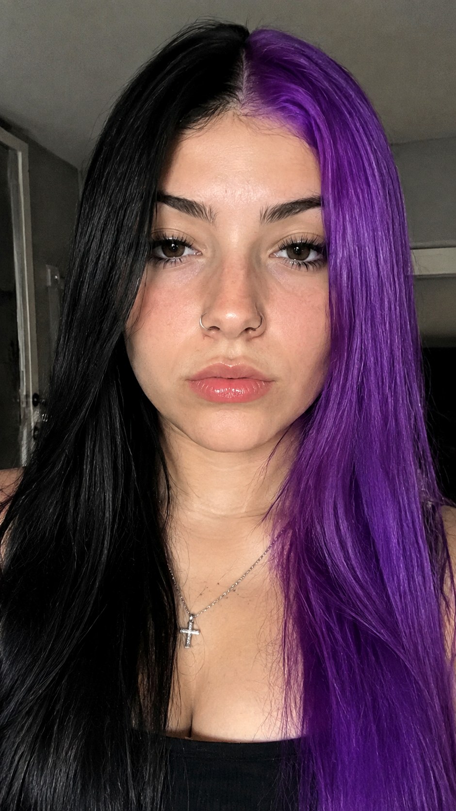 Split Dye Black and Violet - 22 vivid hair color ideas