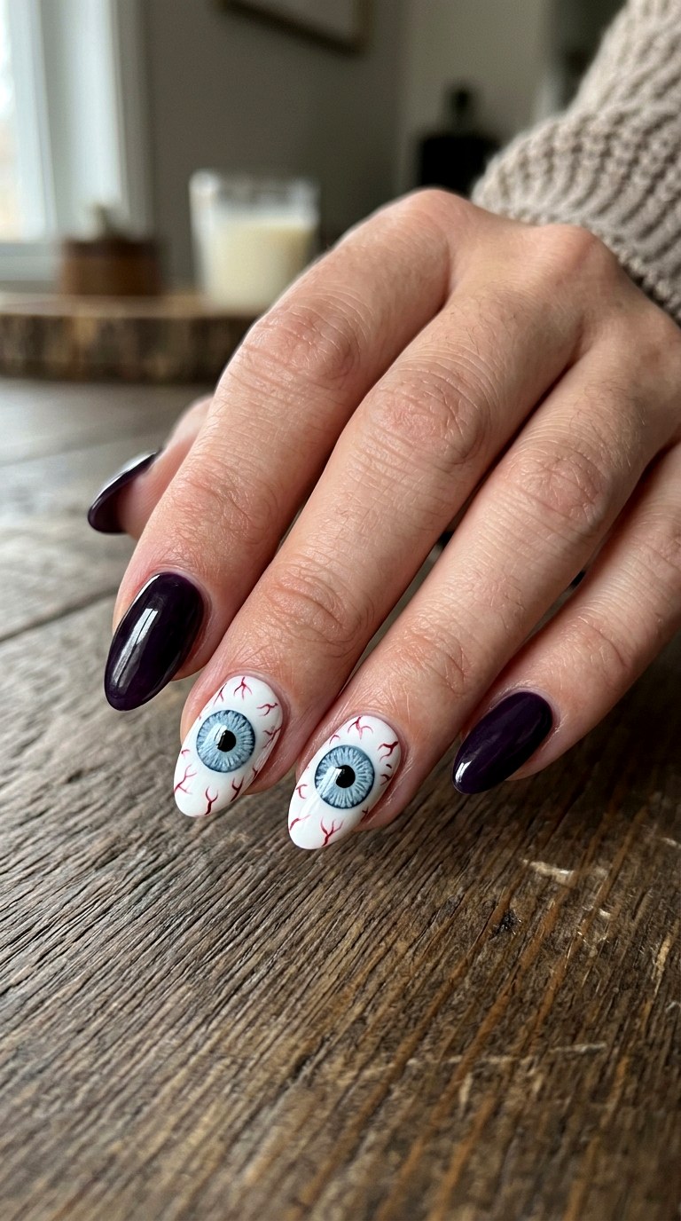 Spooky Eyeball Statement Nails - 24 halloween nail ideas