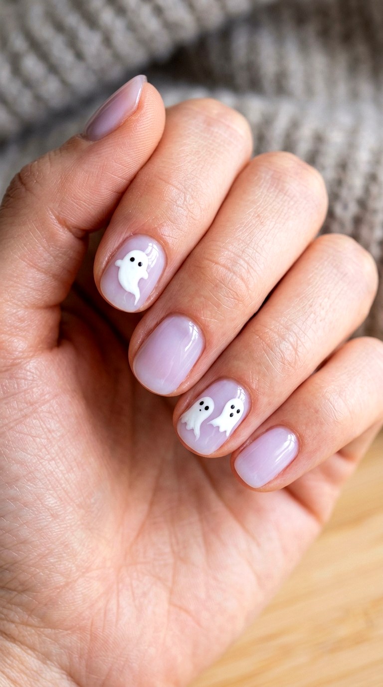 Spooky Ghost Accent Nails - 21 cute halloween nail ideas