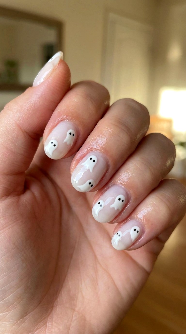 Spooky Ghost Halloween Nails - 20 halloween nail art ideas