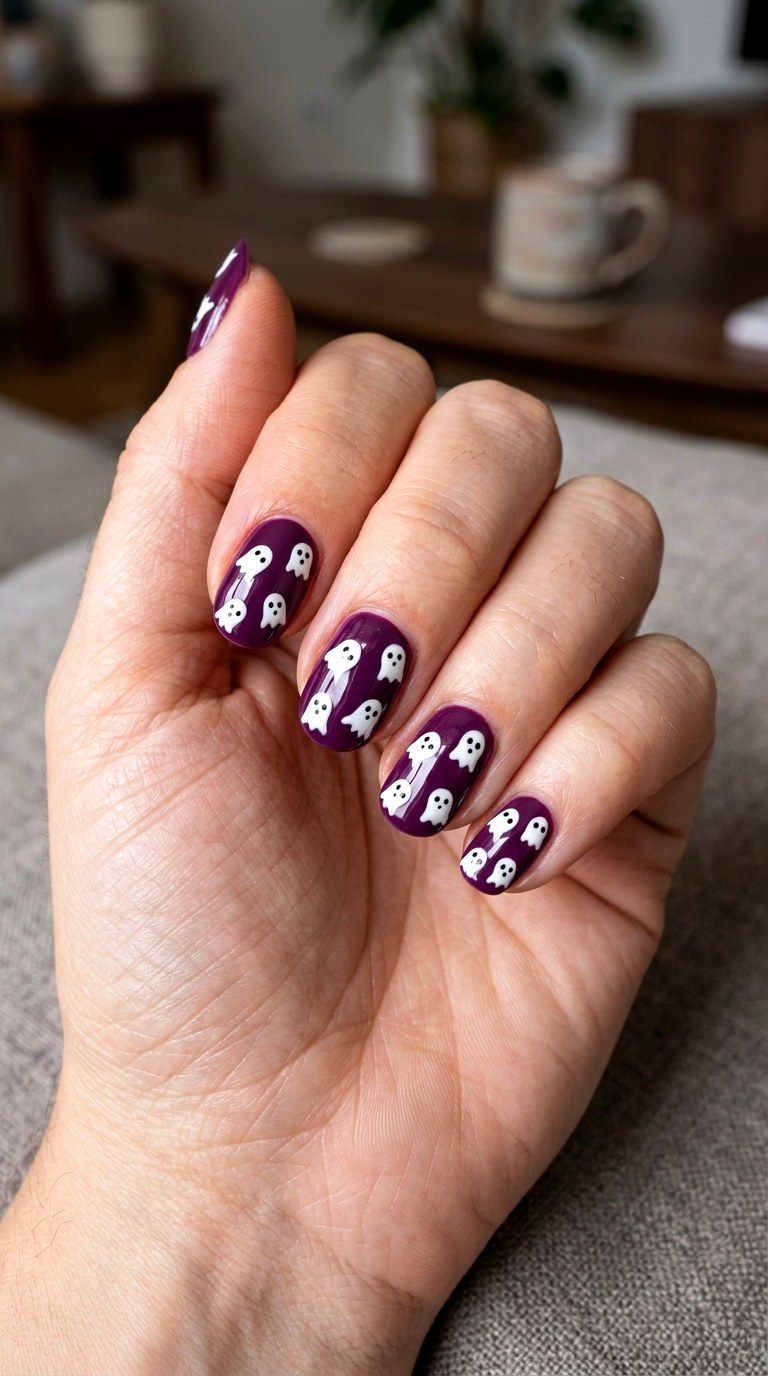 Spooky Ghost Nails - 20 easy halloween nail ideas