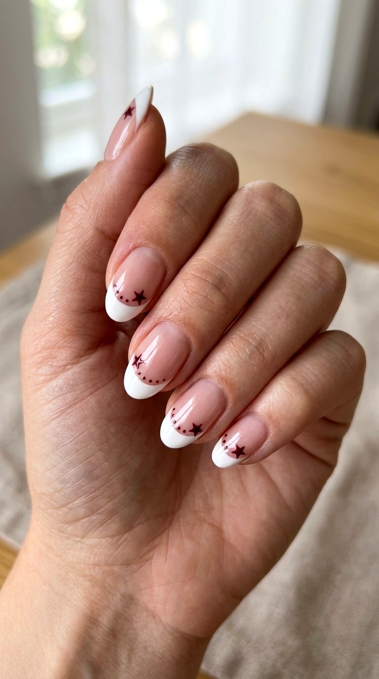 Starry French Tip Dots - 20 Star and polka dots Nail design ideas
