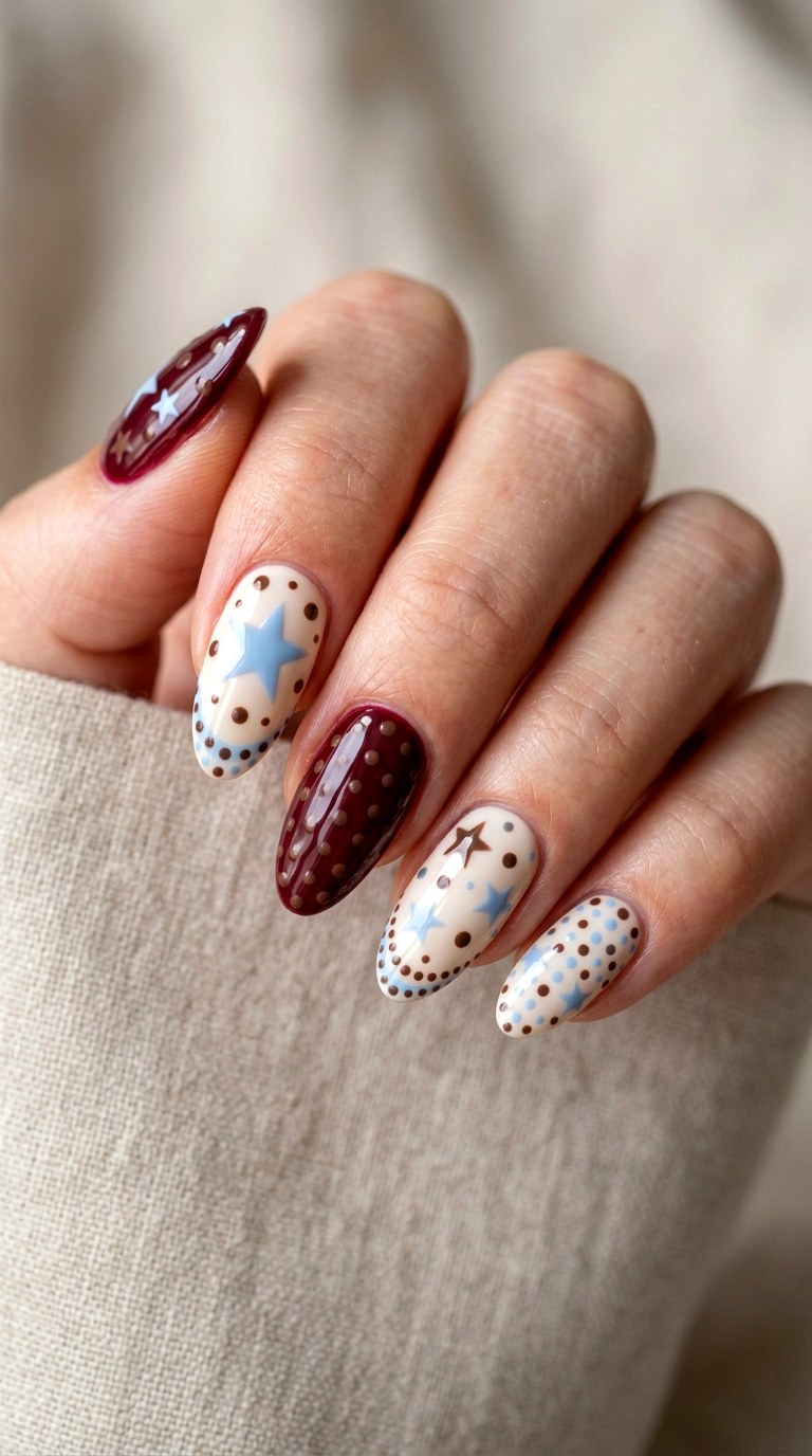 Statement Star and Dot Set - 20 Star and polka dots Nail design ideas