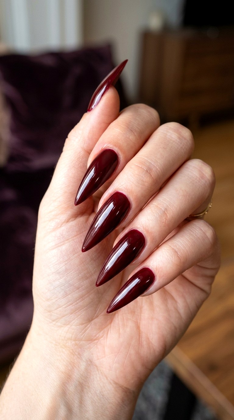 Stiletto Blood Red Halloween Nails - 20 halloween nail art ideas