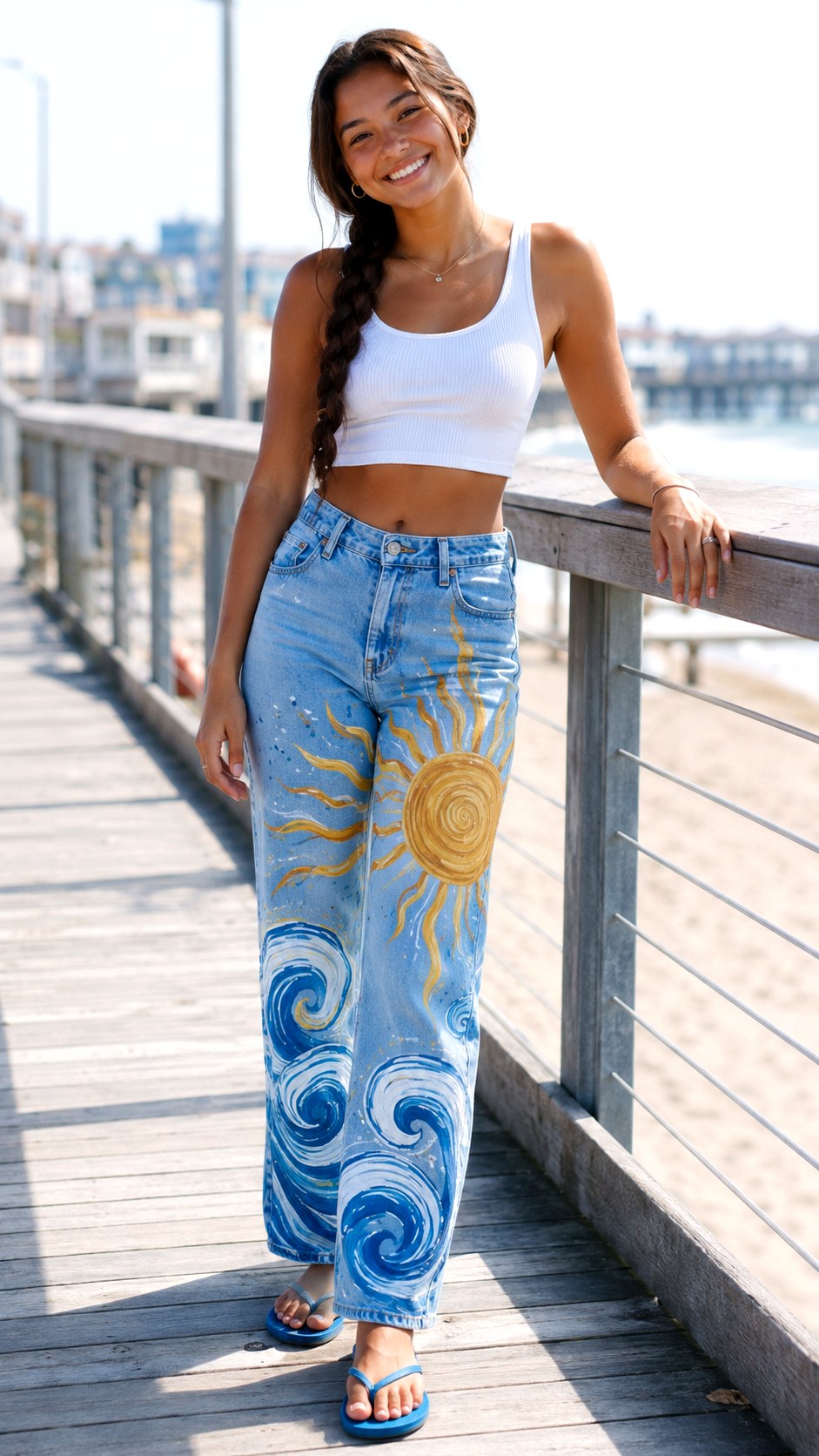 Sun and Sea Wave Abstracts - 23 custom hand painted senior jeans ideas