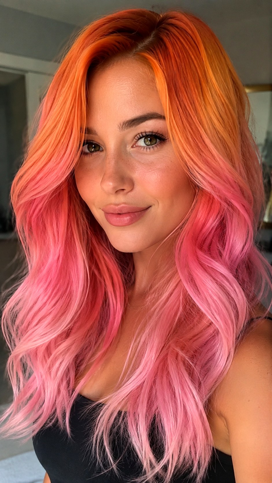 Sunset Orange Pink Melt - 23 hot pink hair color ideas