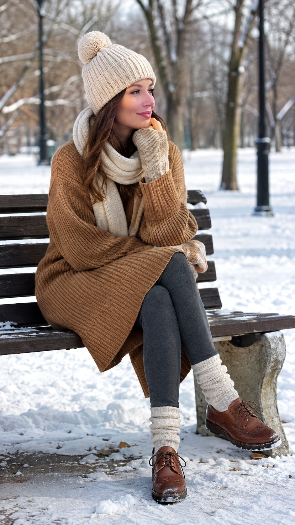 Sweater Skirt with Fleece Lined Leggings - 22 Skirt with Leggings Outfit Ideas