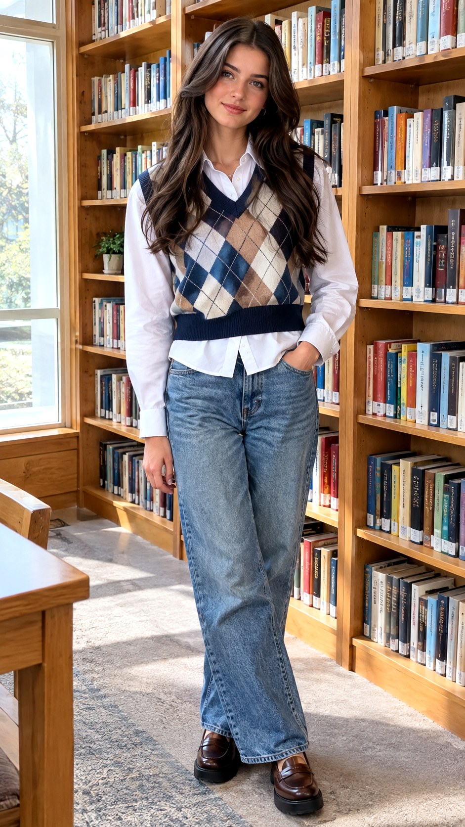 Sweater Vest Over Crisp White Shirt - 23 fall fashion outfit ideas