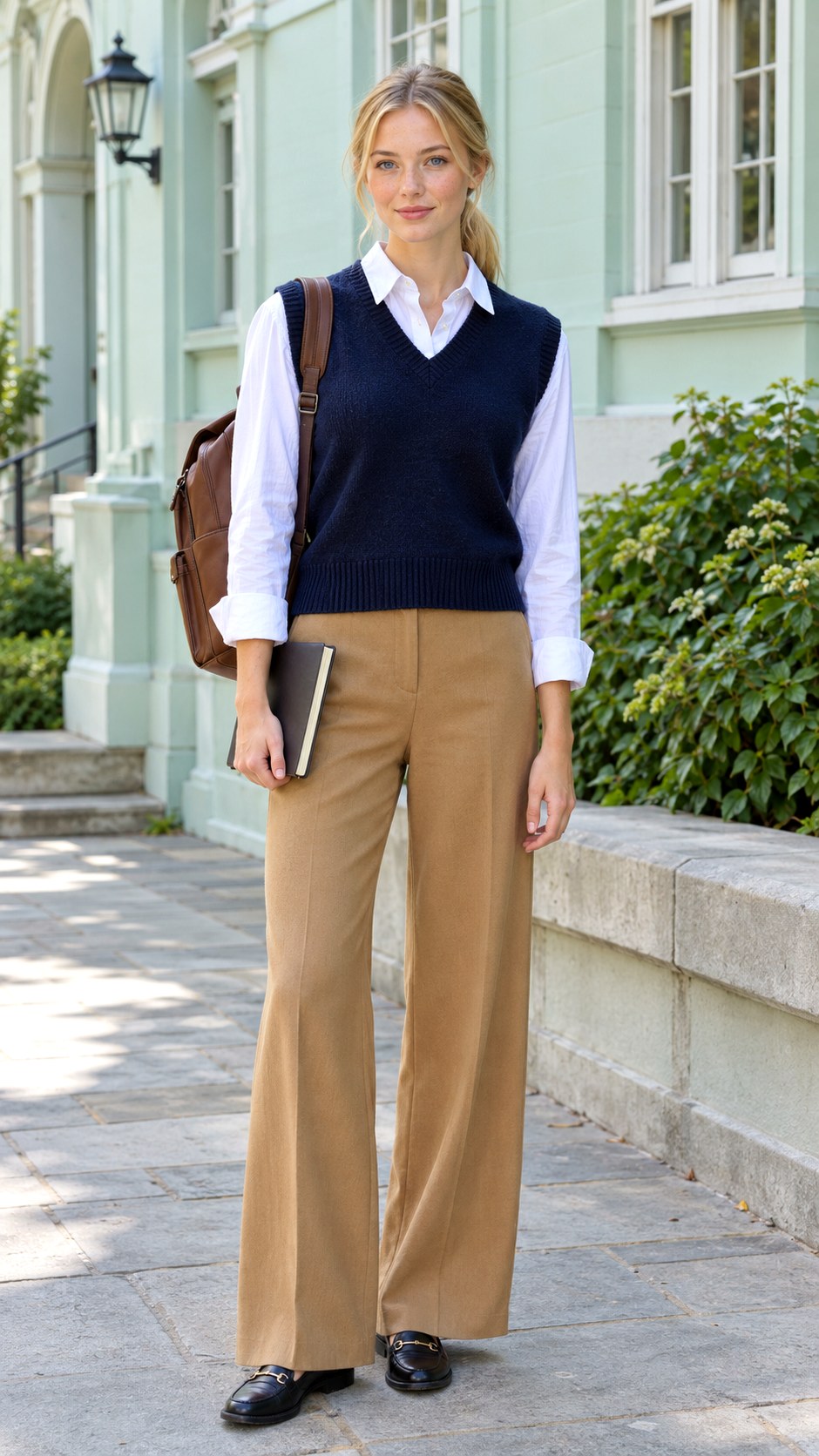 Sweater Vest With Wide Leg Trousers - 20 fall outfits for school