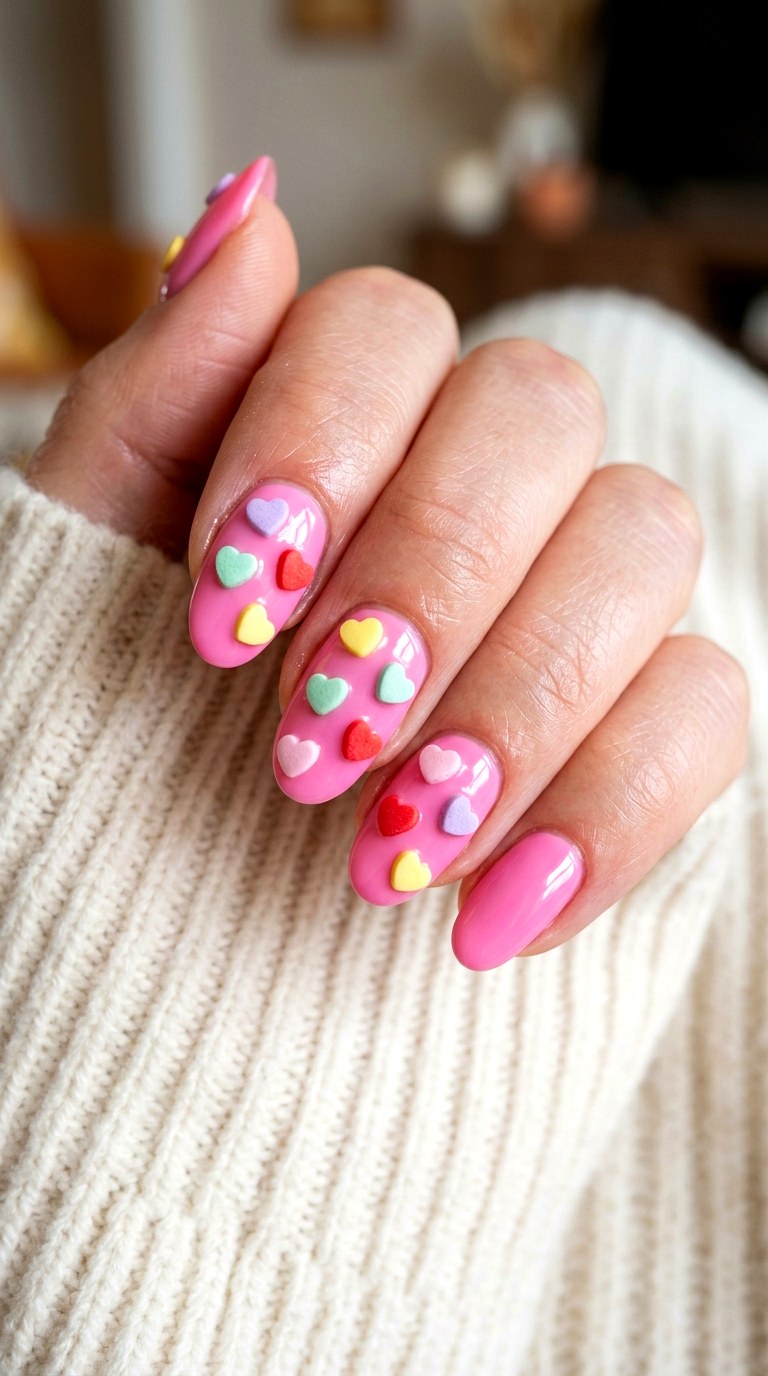Sweet Tart Candy Hearts - 22 sweet tart nail ideas
