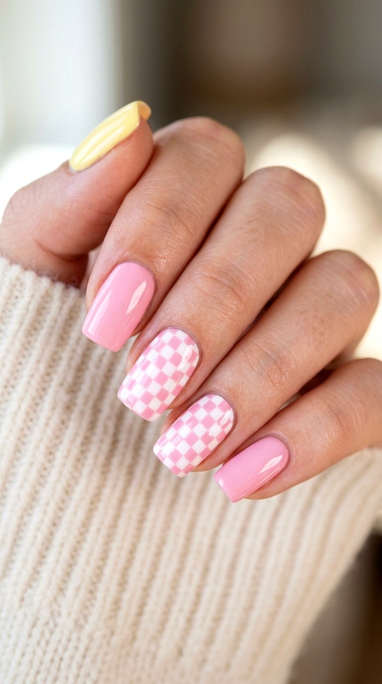Sweet Tart Checkerboard - 22 sweet tart nail ideas