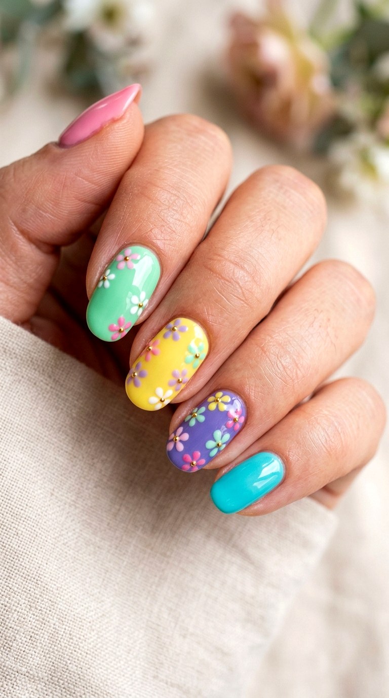 Sweet Tart Flower Nails - 22 sweet tart nail ideas