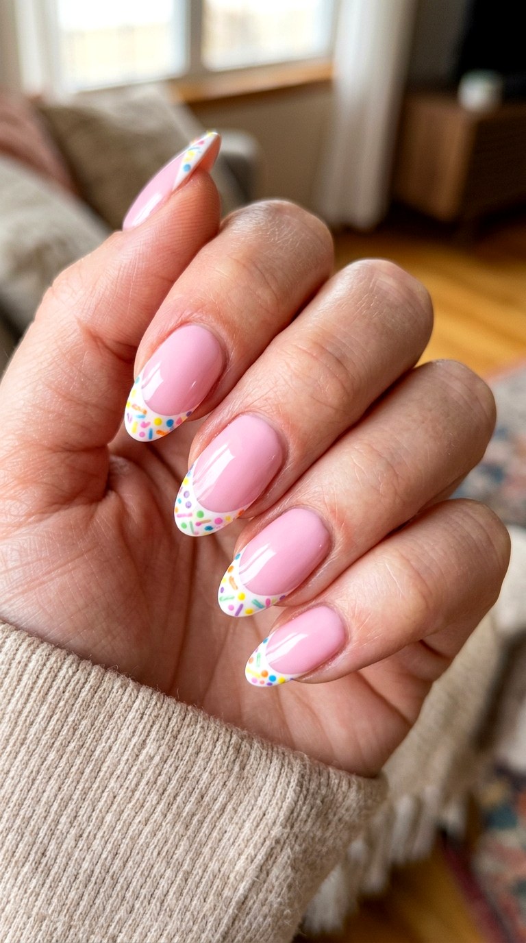 Sweet Tart Sprinkle French - 22 sweet tart nail ideas