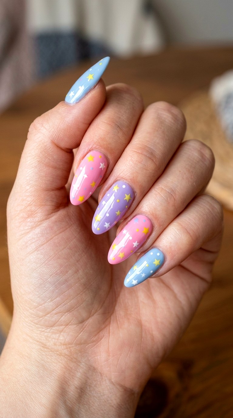 Sweet Tart Star Nails - 22 sweet tart nail ideas