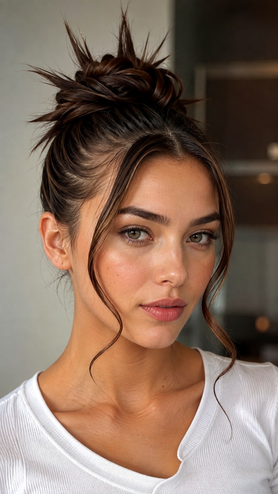 Tendril Accented Spiked Bun Style - 20 spike bun hairstyle ideas