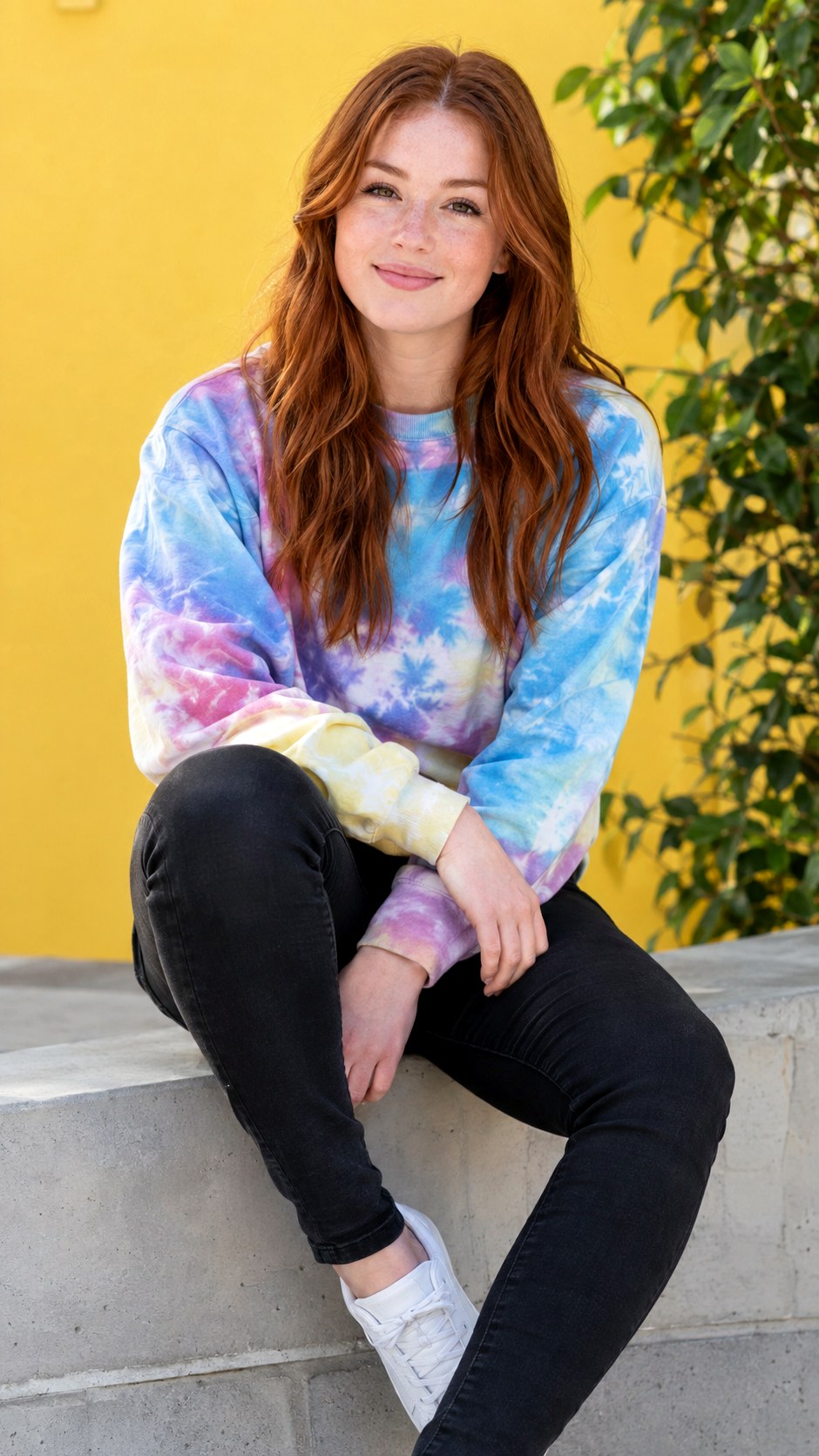 Tie Dye Sweatshirt With Black Skinny Jeans - 21 jeans and sweatshirt outfit ideas