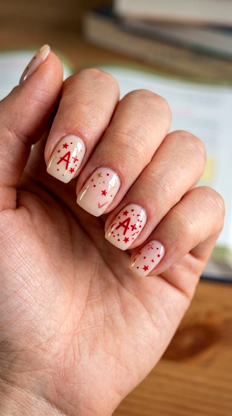Tiny A Accent Manicure - 23 first day of school nail ideas