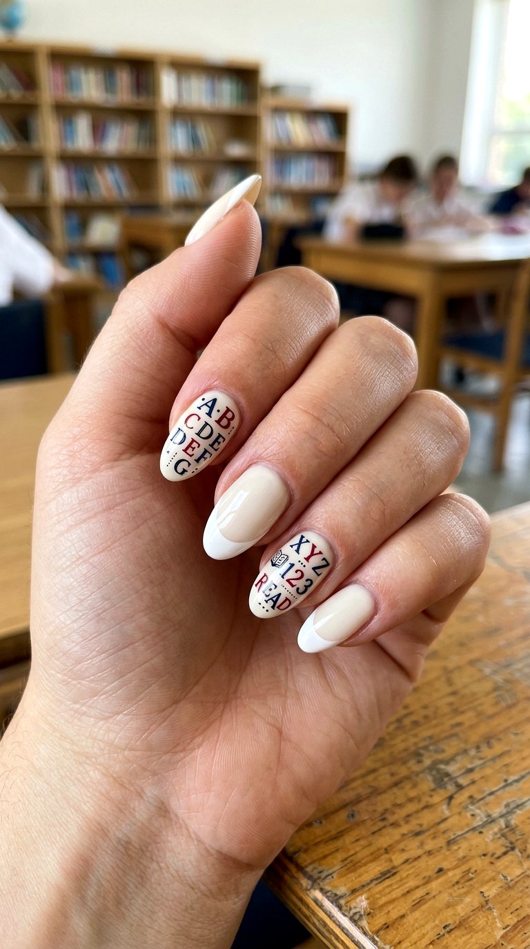 Tiny ABC Letter Nails - 25 back to school nail ideas