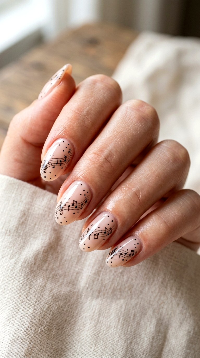 Tiny Notes And Micro Dots - 20 polka dots musical notes Nail design ideas