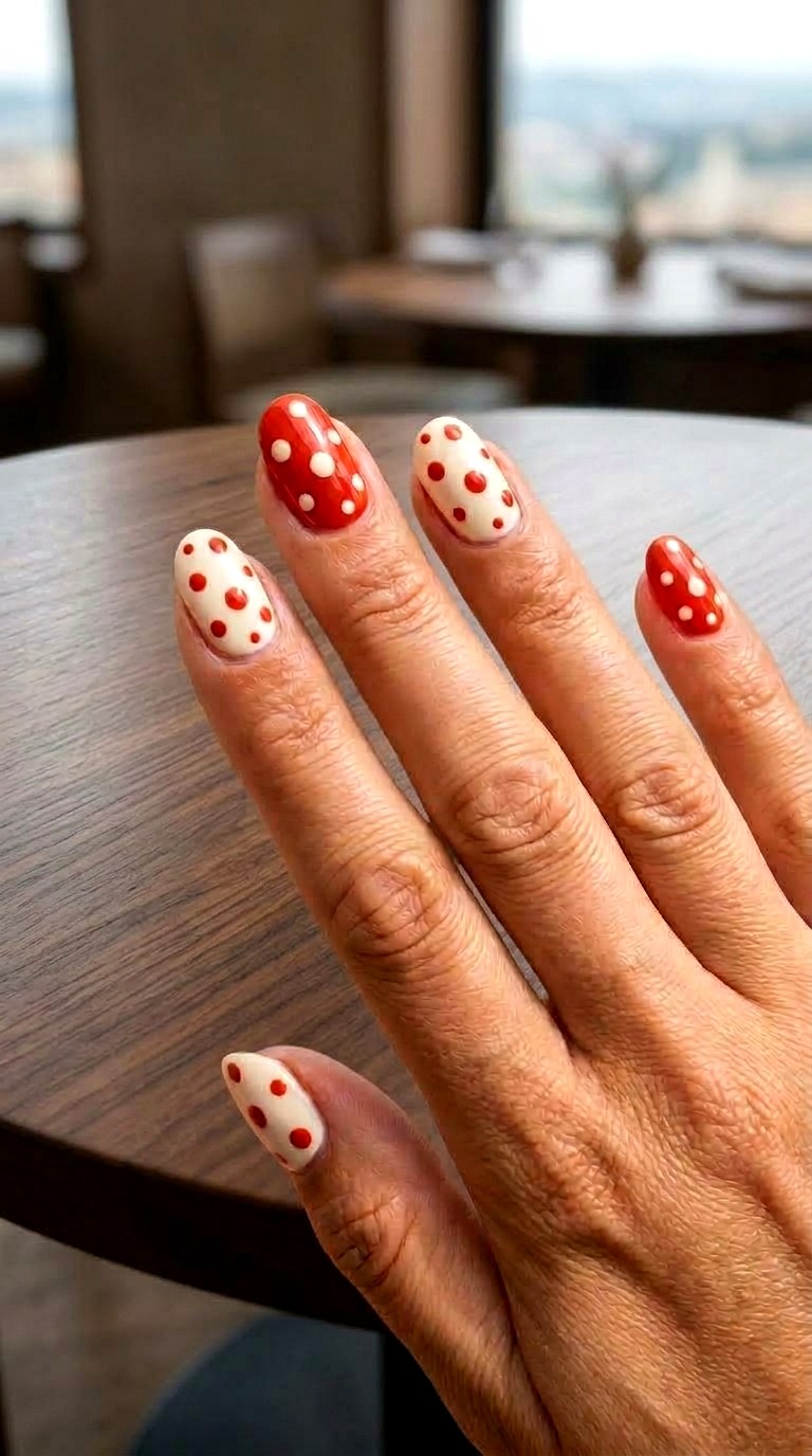 Tomato And Cream Mix - 21 Italian summer polka dot Nail ideas