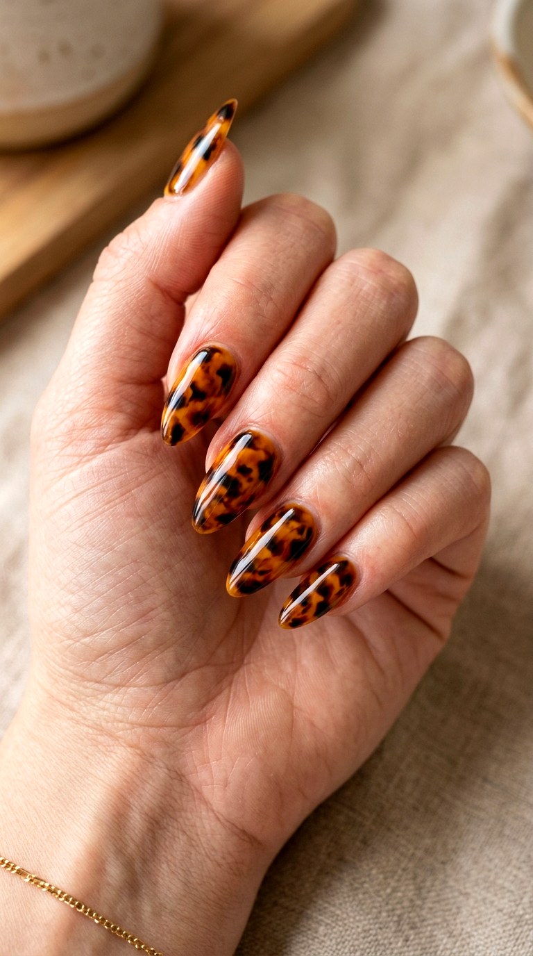 Tortoiseshell Halloween Nails - 21 cute halloween nail ideas